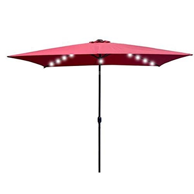 Coffee Table LQ 2x3m Irregular Courtyard Umbrella with Lights Burgundy (Not Including Base)