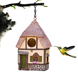 weisha Casa de pájaros de Invierno para Exterior - Retro jardín estatuas Arte Resina Colgante pájaro casa con Cadenas de Hierro y Ganchos | Hanging Co en oferta