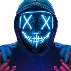 BeauFIvv Máscara de Halloween, azul LED Purge Máscara en la oscuridad, con 4 modos de iluminación LED para Halloween, carnaval, fiesta, cosplay decora en oferta