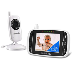 HelloBaby Monitor inalámbrico para bebé con cámara HB32, pantalla LCD de 3,2 pulgadas, visión nocturna, detección de sonido VOX, interfono de 2 vías,  en oferta