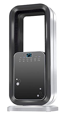 Ventilador de calor de pedestal sin aspas, calentador eléctrico, ventilador de torre con control remoto/táctil, ventilador oscilante silencioso, 7 vel