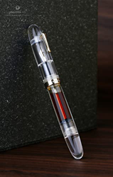 Majohn C4 - Pluma estilográfica de acrílico transparente, punta media, pluma de caligrafía suave con juego de estuche características