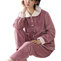 Pijama Mujer Sexy, Conjunto De Pijamas De Lana Esponjosa Y Elegante para Mujer, Cárdigan De Color Sólido, Camisón, Púrpura, Cómodo, Cálido, Conjunto D características