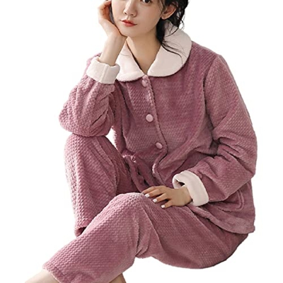 Pijama Mujer Sexy, Conjunto De Pijamas De Lana Esponjosa Y Elegante para Mujer, Cárdigan De Color Sólido, Camisón, Púrpura, Cómodo, Cálido, Conjunto D