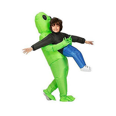 Diifoy Disfraz Y Alien Verde Inflable de Navidad Trajes Ropa de Fiesta, Aire Ventilador Operado Caminar Halloween Fiesta Carnaval Inflable Traje de Al