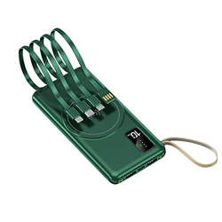 #579b9S Cargador portátil 20000Mah Banco de energía de carga rápida con 4 cables incorporados Carga inalámbrica Batería externa Paquete Wit, Verde #Qz precio