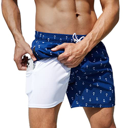 Arcweg Bañador para Hombre con Forro de Compresión 2 en 1 de Secado Rápido con Forro Corto Pantalones Cortos de Surf Elásticos con Bolsillos con Crema características