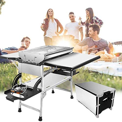 MAIES Parrillas para Barbacoa, Cocina al Aire Libre, Parrilla de Barbacoa de carbón portátil, Estufa de Parrilla Plegable Grande Multiusos para 5-15 P