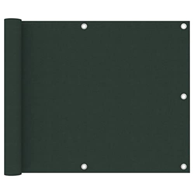 Pantalla de balcón verde oscuro 75x600 cm tela Oxford, césped y jardín, vida al aire libre, sombrillas y sombrillas al aire libre