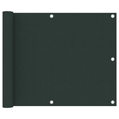 Pantalla de balcón verde oscuro 75x500 cm tela Oxford, césped y jardín, vida al aire libre, sombrillas y sombrillas al aire libre