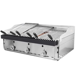 MBH - Barbacoa gas profesional 90 de lava volcánica con parrillas individuales tipo vasca en oferta