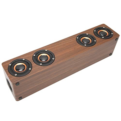 Shanrya Altavoz de Madera Micrófono HD Subwoofer Recargable Sin Demora Altavoz Estéreo Inalámbrico Retro para Computadora Portátil para PC (Grano de M