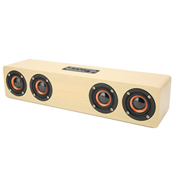 Shanrya Altavoz de Madera Micrófono HD Subwoofer Recargable Sin Demora Altavoz Estéreo Inalámbrico Retro para Computadora Portátil para PC (Grano de M en oferta
