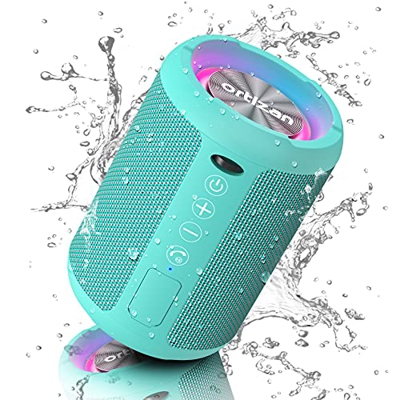 Ortizan Altavoz Bluetooth Inalámbrico con Luz LED, Mini Altavoces Portátiles Rich Bass, Bluetooth 5.0 y 15H, Altavoces Impermeables IPX6, Altavoz Blue