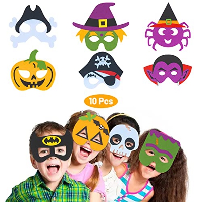 LEUOVE Máscaras de Fieltro de Halloween para Niños, Máscaras de Fantasma, Máscaras de Calabaza, Máscaras de Bruja, Murciélago para Máscaras de Cosplay