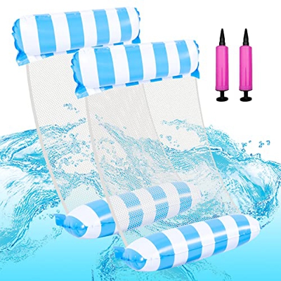 LUFEEMGA Juego de 2 hamacas para piscina de agua, para piscina, para adultos, diversión y descanso, color azul