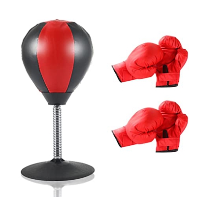 Saco De Boxeo De Sobremesa Saco De Boxeo De Sobremesa con Soporte Bola De Boxeo con Ventosa para Reflejar para Trabajadores De Oficina Adultos Y Niños