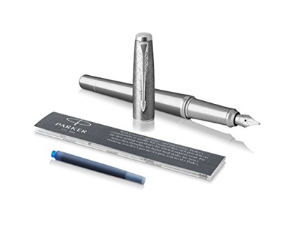 Parker Urban 1931603 - Pluma estilográfica (purpurina plateada, plumín medio, tinta azul)