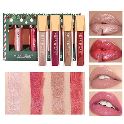 Hudhowks Pintalabios Color de Labios de Larga duración, Juego de pintalabios Mate de Labios de Terciopelo de Maquillaje navideño, Clásico Impermeable 