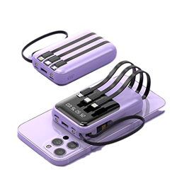 JJJ Cartoon Power Bank 10000 MAh Portable Creative Viene con un Banco de energía compartido de Cuatro Hilos (Color : Purple, Size : 20000mAh) precio