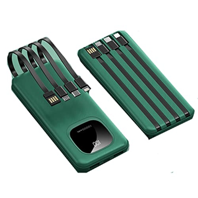 JJJ Pantalla Digital Banco de energía de 20000 MAh con Banco de energía móvil Powerbank de Gran Capacidad Incorporado (Color : Green, Size : 20000mAh)