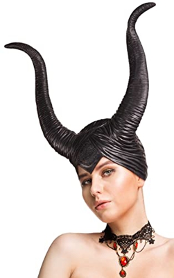 Balinco Gorro de látex, disfraz de Halloween para mujer, gótico, cosplay, disfraz de diablo con cuernos de diablo para la cabeza, disfraz de bruja, ca