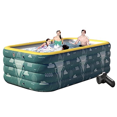 Piscinas Hinchables Grandes Adultos Piscinas Desmontables,con Bomba De Aire InaláMbrica Rectangulares Piscinas Desmontables,Fiesta AcuáTica De Verano 