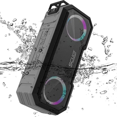 SCIJOY Altavoz Bluetooth con Luz LED, 30W Altavoz Bluetooth Potente Powerbank con Batería de Gran Capacidad, Apoyar la Radio FM y TF Card/Memoria USB,