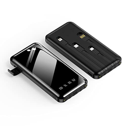 JJJ Banco de energía portátil compartido de Cuatro Hilos, 10000 mAh, Soporte de Espejo de Gran Capacidad, Fuente de alimentación móvil (Color : Black) precio