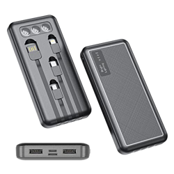 JJJ Banco de energía de Cuatro Hilos 20000mAh Linterna de Gran Capacidad Banco de energía de Seis Salidas (Color : Black, Size : 20000mAh) precio