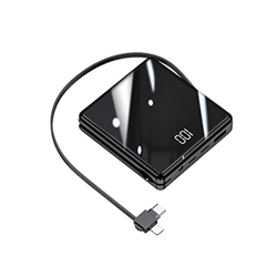 JJJ Mini Banco de energía Creativo Tres en uno con su Propio Cable Fuente de alimentación móvil de Carga rápida de 20000 mAh (Color : Black, Size : 20 características