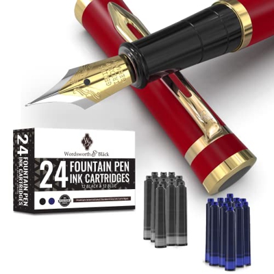 Red with black section - 24 Pack Ink - Pouch - Medium Nib