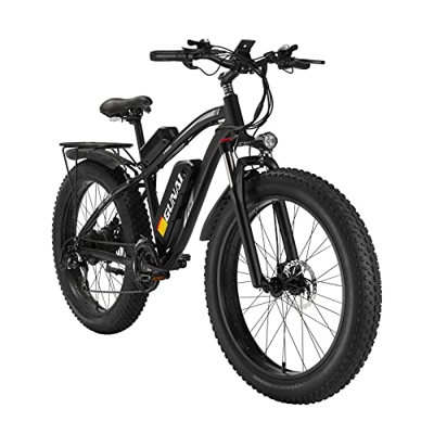 KELKART Fat Tire - Bicicleta eléctrica de montaña de 26 x 4,0 pulgadas con batería de ion de litio extraíble de 48 V y 17 Ah y cambio de 21 velocidade