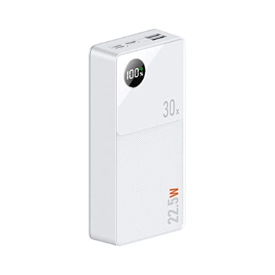 JJJ Gran Capacidad 30000mAh PD Carga rápida Banco de energía móvil 22.5W Gran Capacidad Pequeño y portátil (Color : White, Size : 20000mAh)