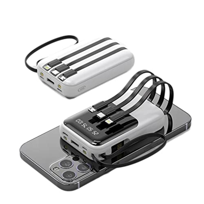 JJJ Cartoon Power Bank 10000 MAh Portable Creative Viene con un Banco de energía compartido de Cuatro Hilos (Color : White, Size : 10000mAh)