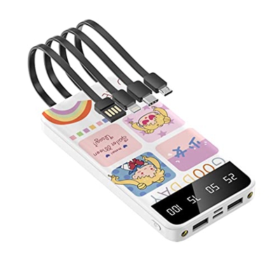 JJJ Cartoon Power Bank 10000 MAh Portable Creative Viene con un Banco de energía compartido de Cuatro Hilos (Color : A)