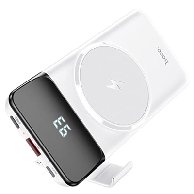 JJJ Succión magnética Carga rápida inalámbrica Energía móvil Bidireccional PD20W + QC3.0 Carga Pantalla del Tesoro (Color : White)