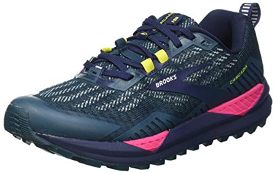 Brooks Cascadia 15, Zapatillas para Correr Mujer, Navy Pink Yellow, 44.5 EU