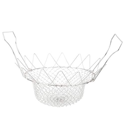 Cesta para Freír, Acero Inoxidable Enjuague Al Vapor Cesta para Freír Plegable Colador para Alimentos Fritos Suministros para Herramientas para Freír
