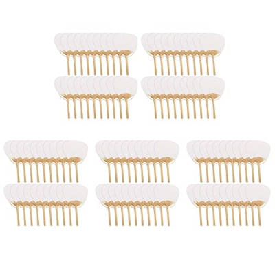 Dasertoe 100 unids blanco puro mango de bambú blanco blanco caligrafía pintura blanco ventilador ventilador ventilador blanco