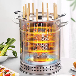 LANMOU Barbecue Grill Stainless Steel BBQ Charcoal Grill Smoker Barbecue Portable for Outdoor Cooking Camping (30 * 30 * 41cm,Doble Capa) características