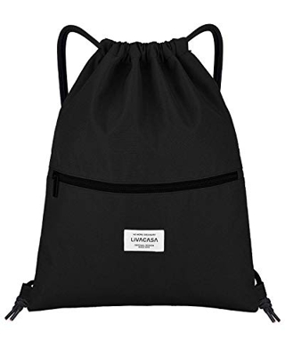 LIVACASA Mochila de Cuerdas Mujer Hombre Bolsas de Cuerdas Bolso Mujer Casual A Prueba de Agua Impermeable Bolsillo Exterior Extra Ajustable Correas d