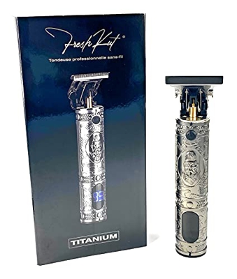 Cortapelos profesionales para cabello y barba sin cables, pantalla LED, batería recargable USB con escudo antipelos y 3 peines-(color plata)