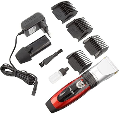 MAQUINILLA DE AFEITAR PROFESIONAL INALAMBRICA CON CABNLE O PILAS, PARA CABEZA Y BARBA CABEZA DE CORTE DE CERÁMICA CON 4 CABAZALE SURKER RCF-208