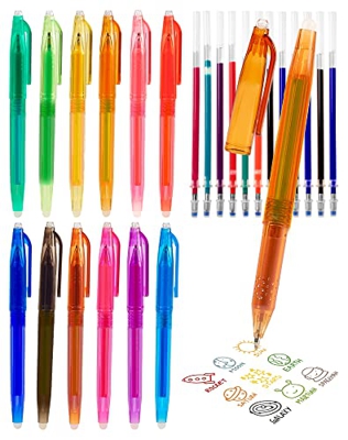 Boligrafos Borrable 12 Colores Bolígrafos Borrables 12 Piezas Pack Boligrafos Borrables Con 12PCS Boligrafos Borrables Recambios, Boligrafo Borrable A