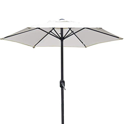 6.5' Patio Umbrellas Outdoor Table Umbrella with 6 Sturdy Ribs & Crank, Market Umbrella Ventilation for Garden Lawn Deck (Color : Brown) (White) precio