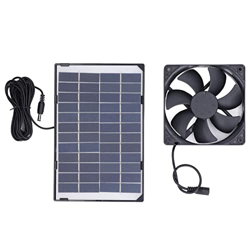 Ventilador de escape con panel solar, miniventilador de 6 W con cable de 3 m para gallineros pequeños, invernaderos, cobertizos para caravanas, casas  en oferta