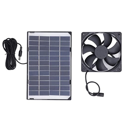 Ventilador de escape con panel solar, miniventilador de 6 W con cable de 3 m para gallineros pequeños, invernaderos, cobertizos para caravanas, casas 