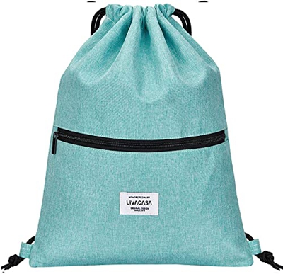 LIVACASA Mochila de Cuerdas Mujer Hombre Bolsas de Cuerdas Bolso Mujer Casual A Prueba de Agua Impermeable Bolsillo Exterior Extra Ajustable Correas d