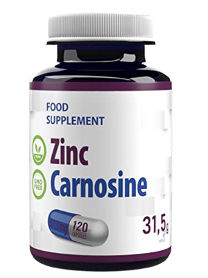 Zinc L-Carnosina 120 Cápsulas Veganas, Probado en Laboratorio, suplemento de alta resistencia, sin gluten sin OGM